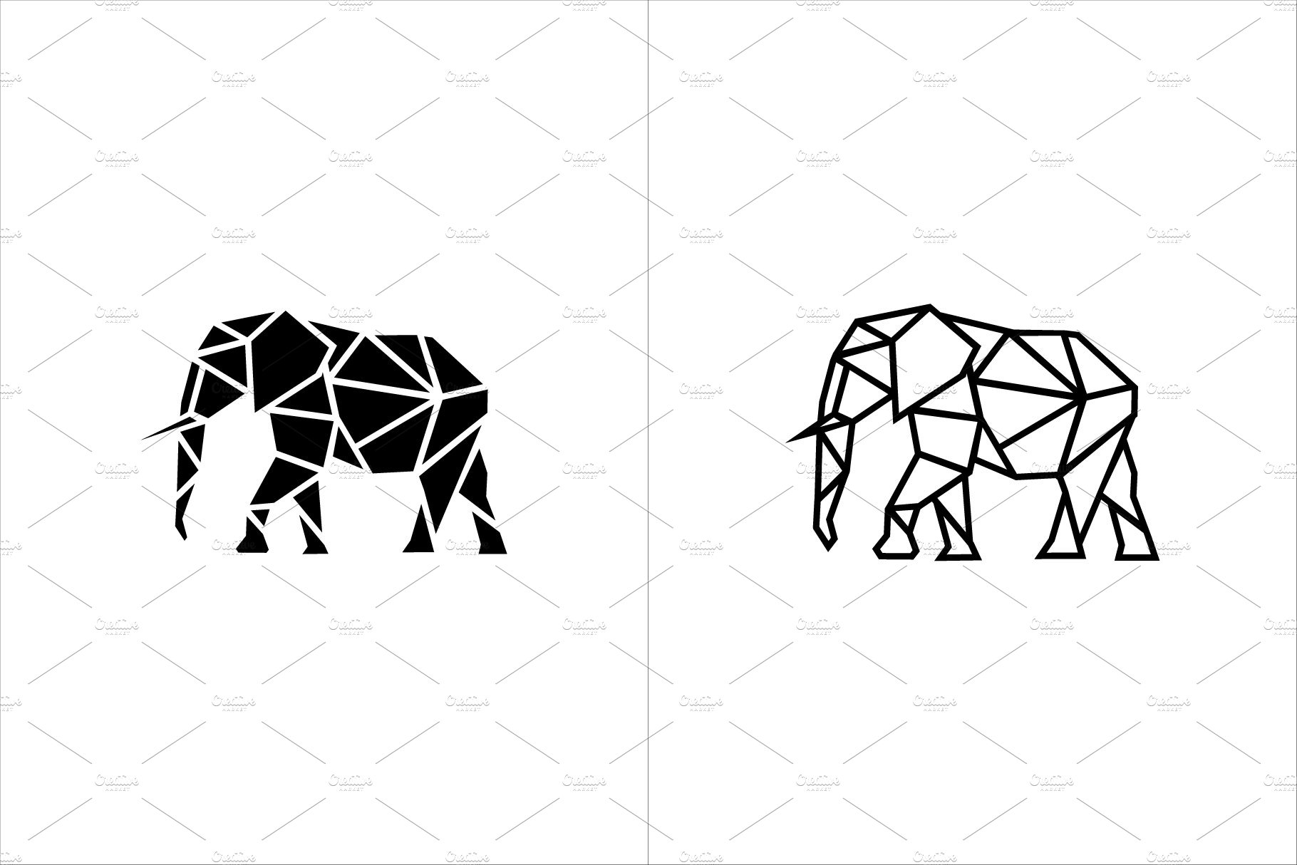 set of elephant animal logo vector preview image.