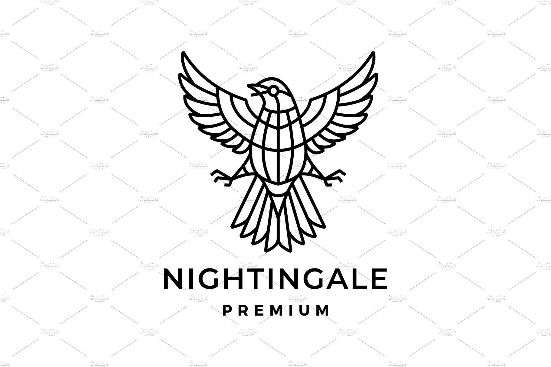 nightingale bird monoline logo cover image.