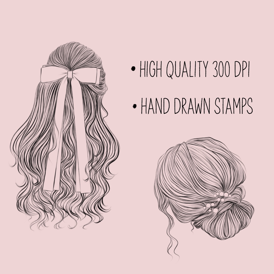 10 Romantic Hairstyles Stamps for Procreate preview image.