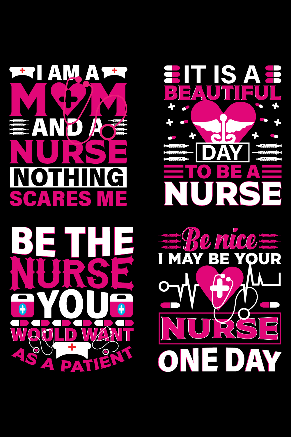 Nurse day t-shirt design bundle pinterest preview image.