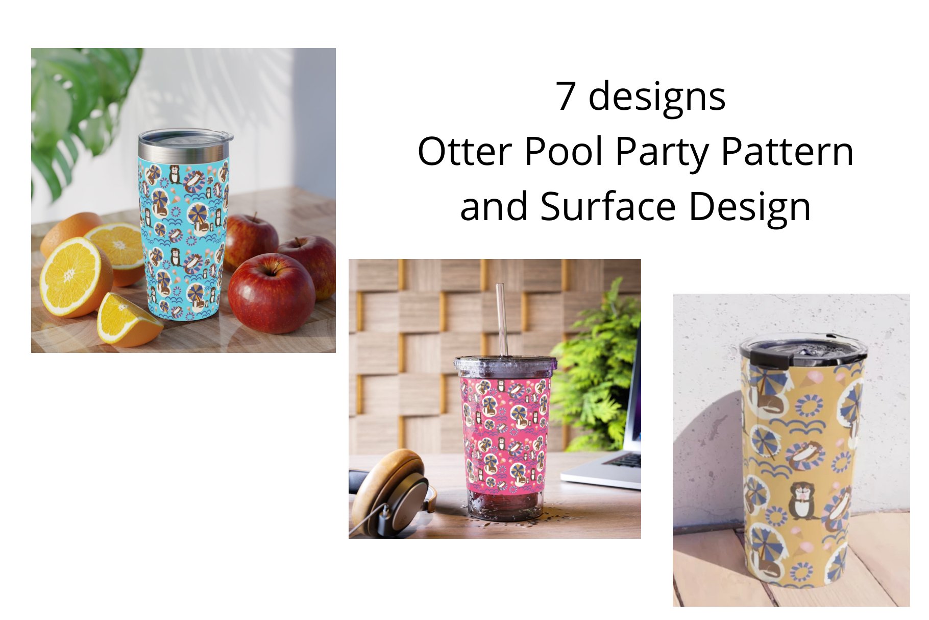 Otter Beach Party Pattern Bundle preview image.