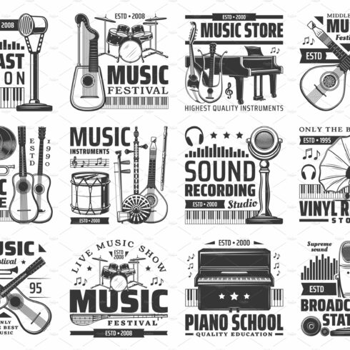 Music icons with instruments cover image.