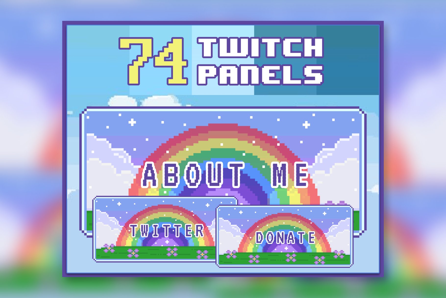 74x Rainbow Pixel Panels for Twitch cover image.