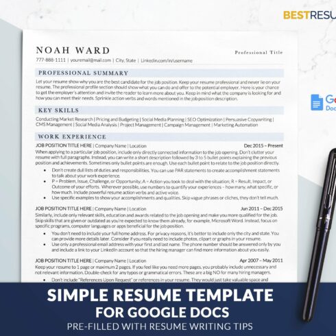 Executive Resume for Google Docs cover image.