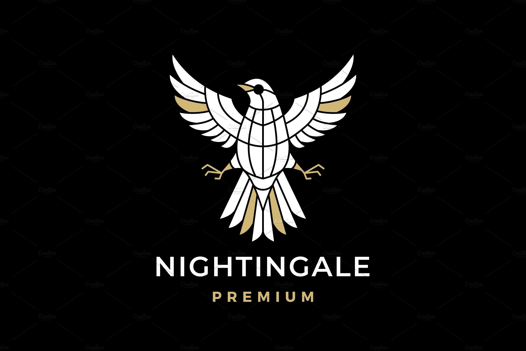 nightingale bird logo vector icon cover image.