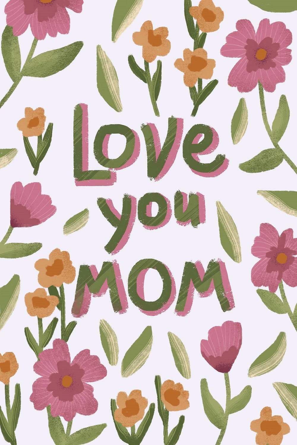 Mothers Day Floral Card Printable pinterest preview image.