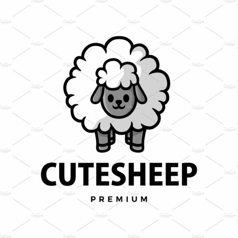 cute sheep cartoon logo vector icon cover image.