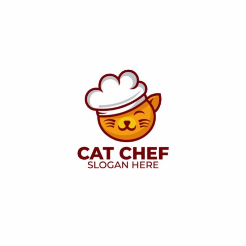 cute cat chef design template logo cover image.