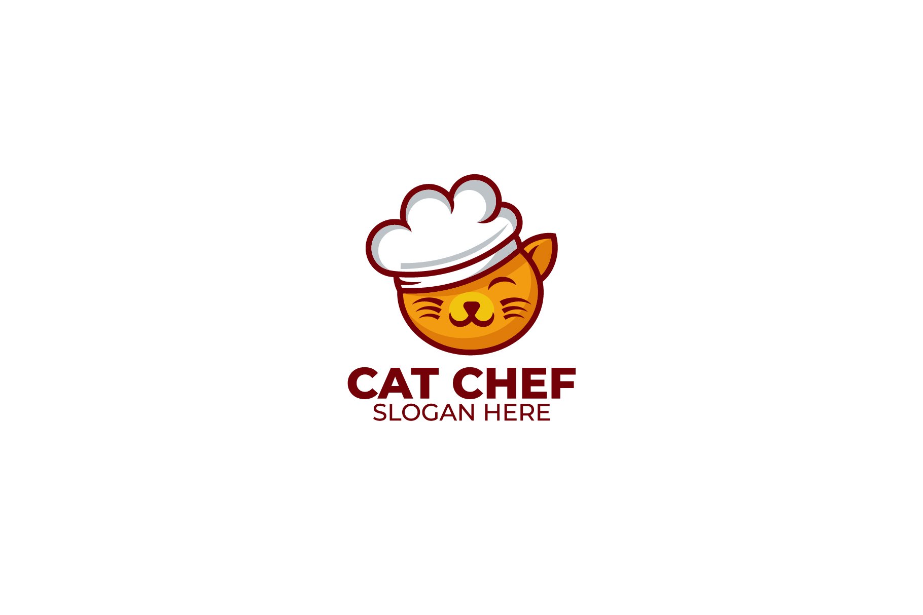 cute cat chef design template logo cover image.