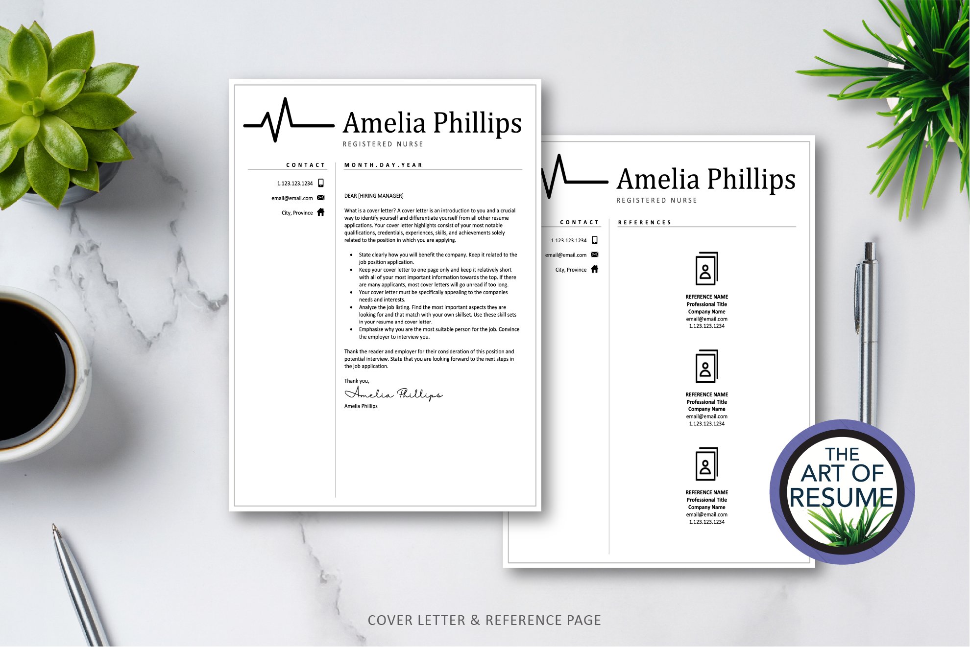 White resume with a stethoscope and a cup of coffee.