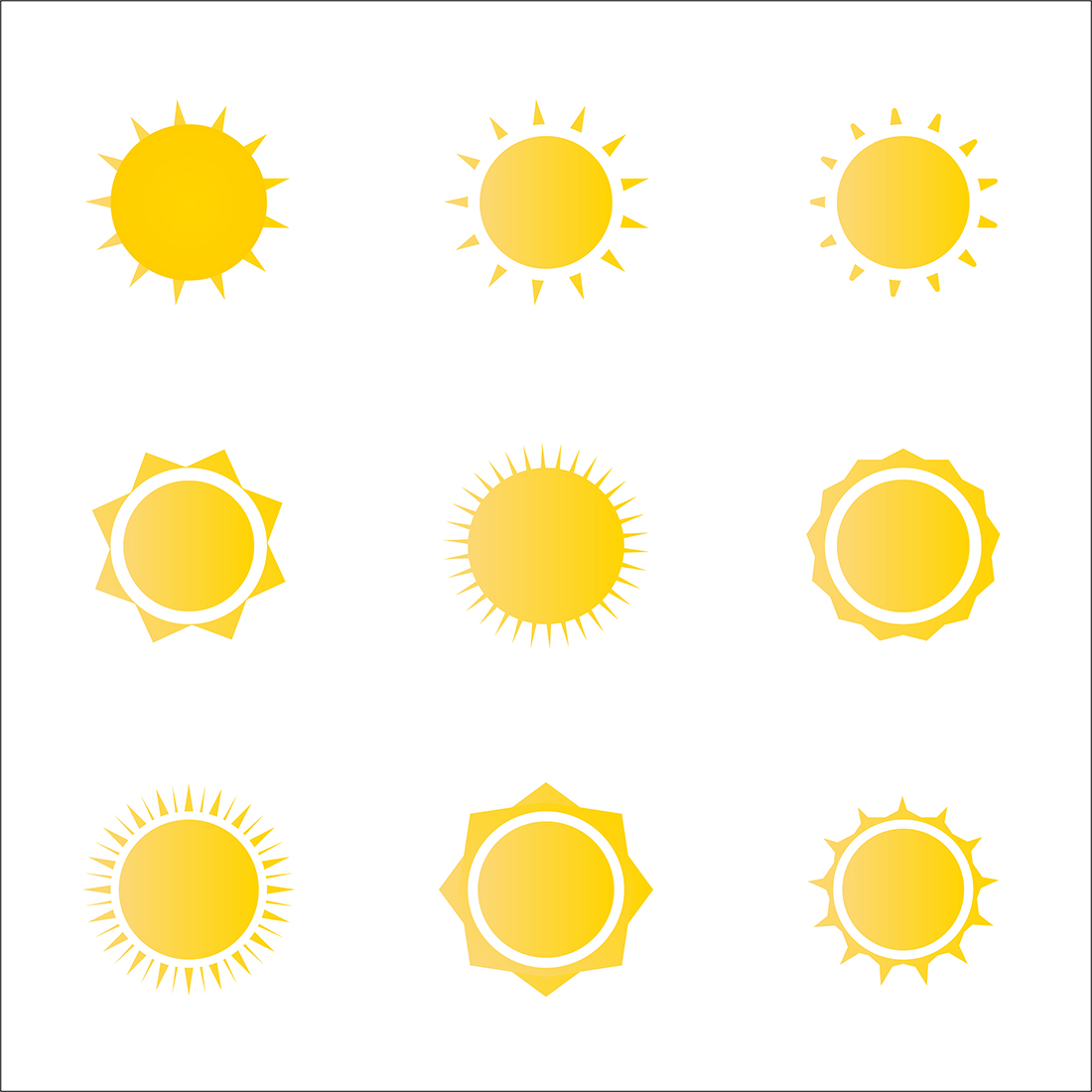 icon Set of sun isolated on white background vector cover image.