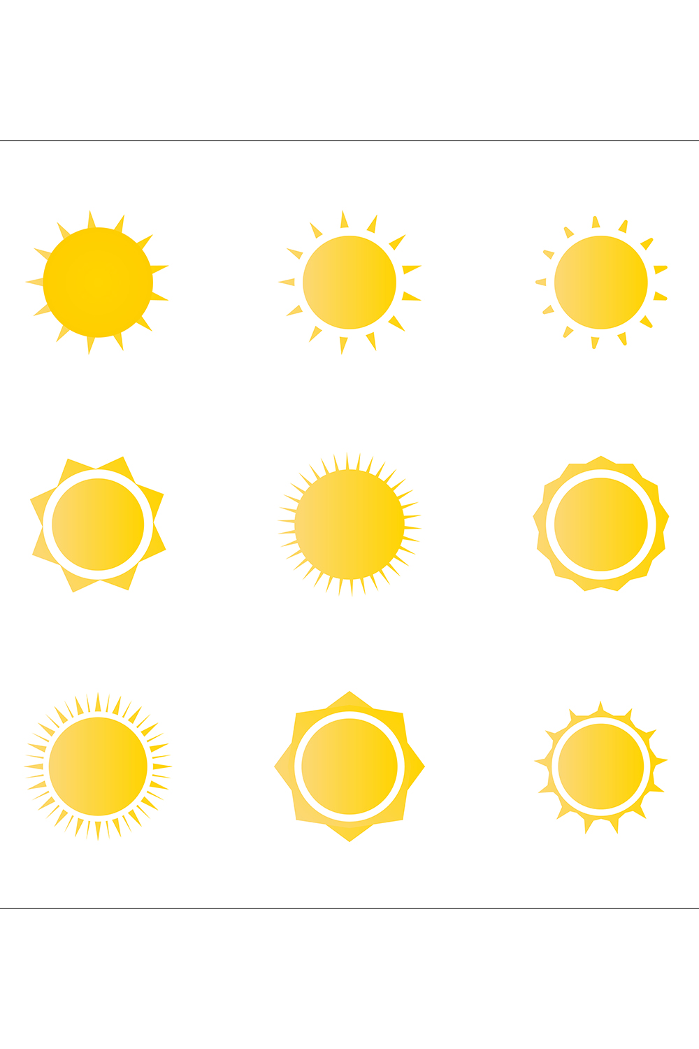 icon Set of sun isolated on white background vector pinterest preview image.