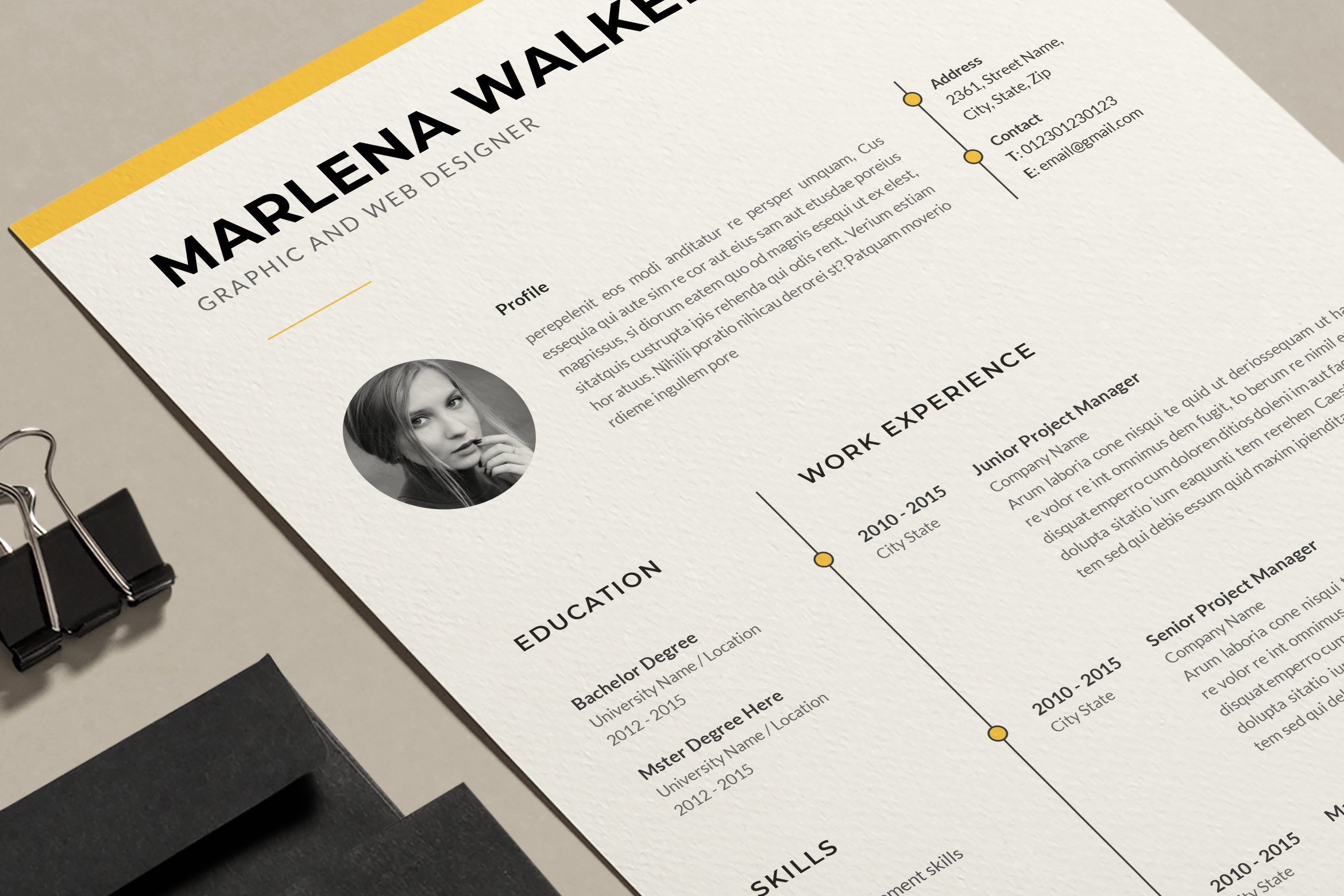 Resume Template Marlena preview image.
