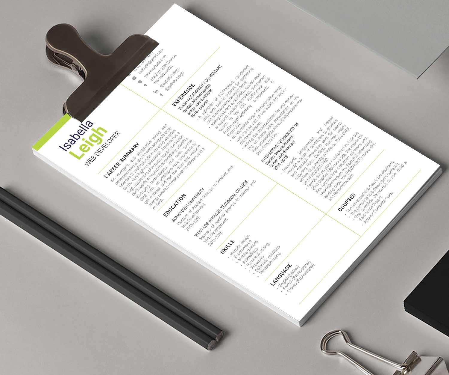 Web Developer Resume/CV Template preview image.