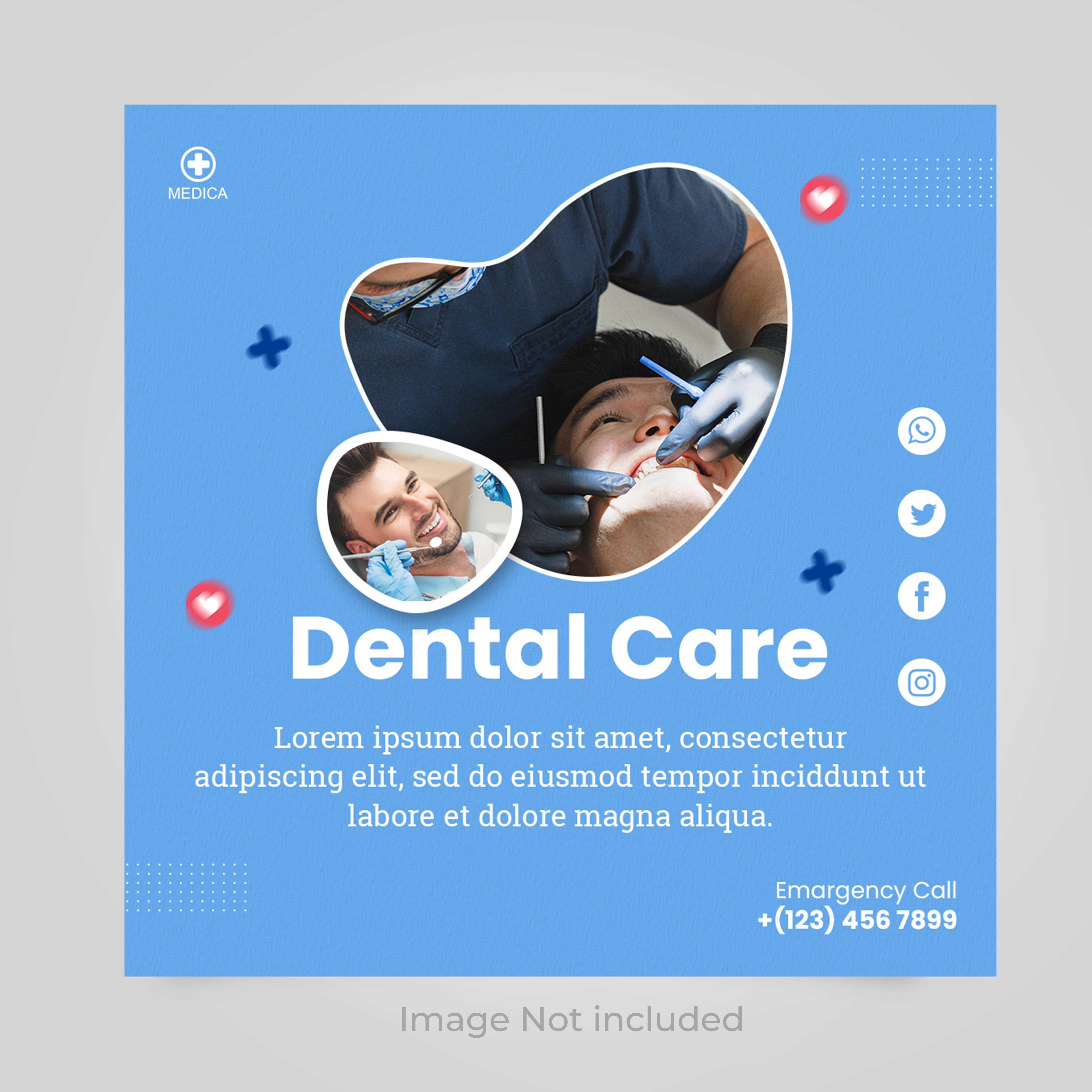 Flyer for a dental care business.