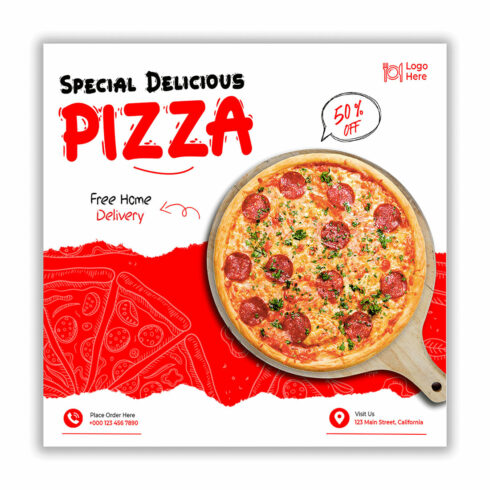 Food Menu Pizza Social Media Post And Instagram Banner Templates cover image.