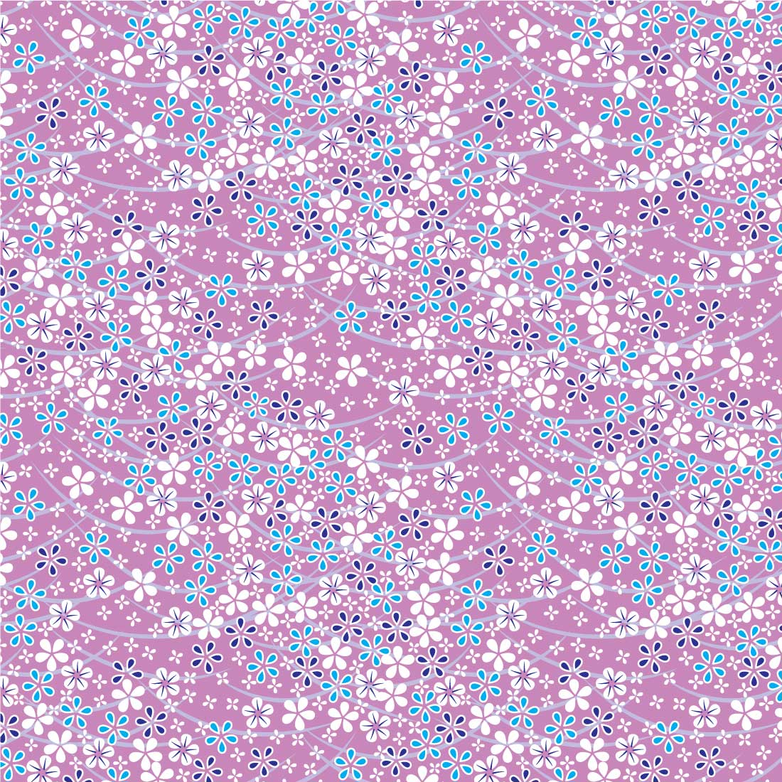 Purple background with blue and white flowers.
