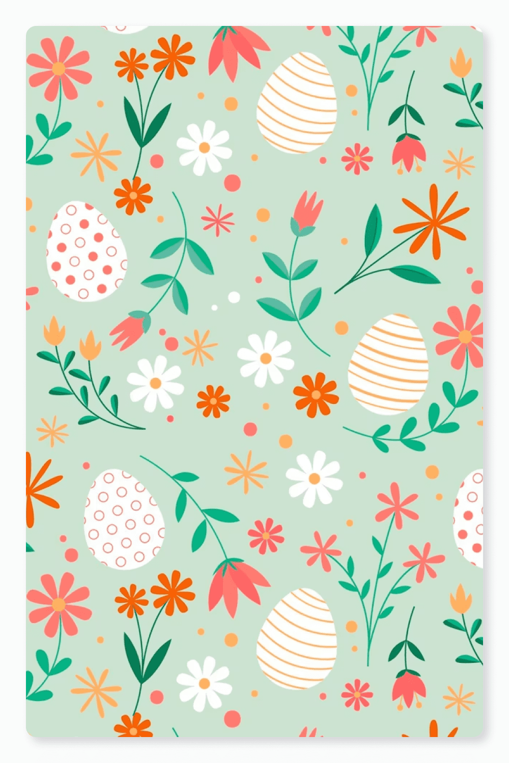 Collage of images of Easter eggs and flowers.