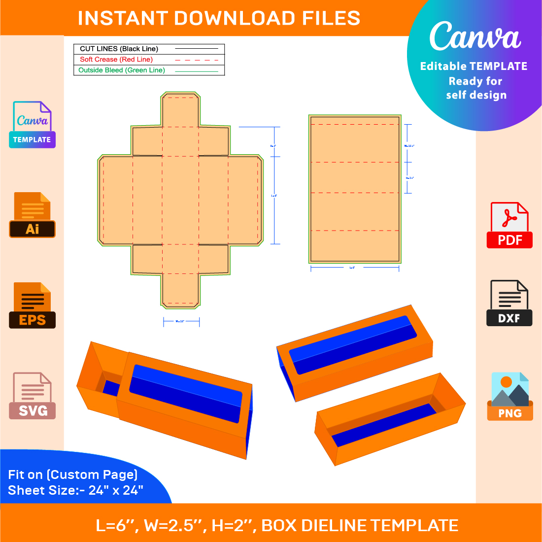 6 Macaron Box, Dieline Template, SVG, EPS, PDF, DXF, Ai, PNG, JPEG - MasterBundles