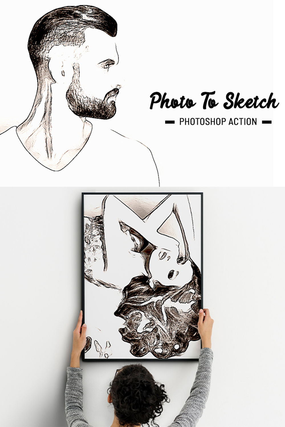 Photo To Sketch Photoshop Action pinterest preview image.