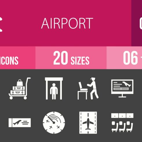 50 Airport Glyph Inverted Icons cover image.
