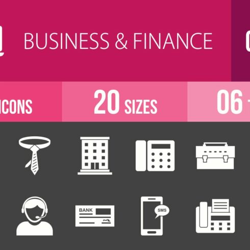 50 Business & Finance Glyph Icons cover image.