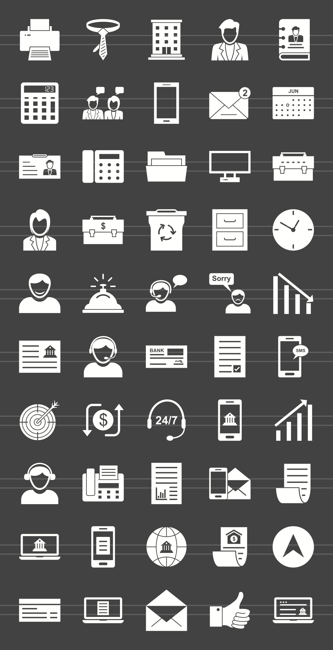 50 Business & Finance Glyph Icons preview image.