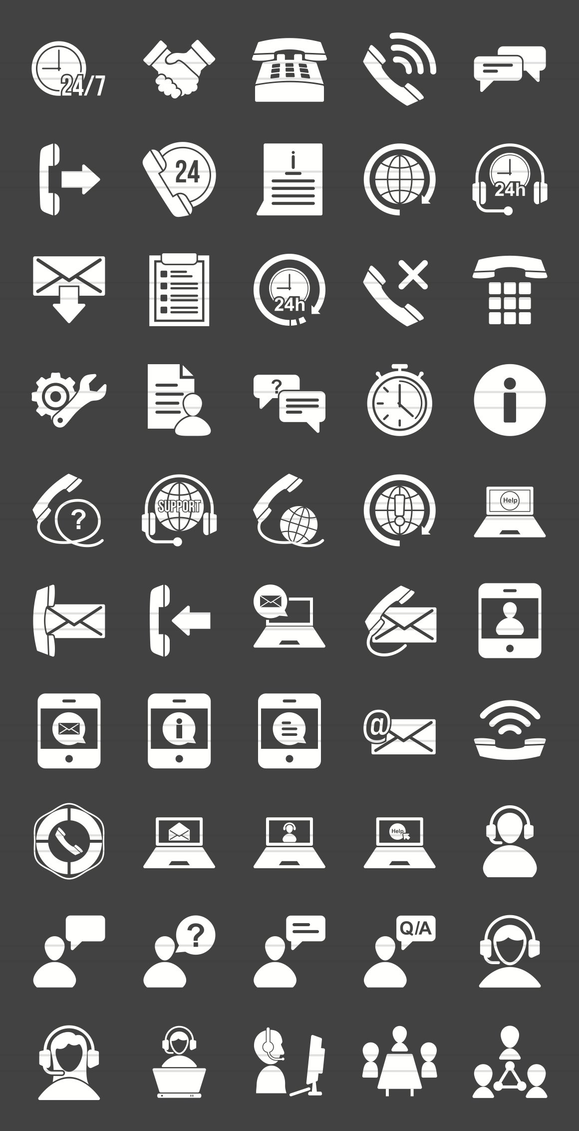 50 Customer Services Glyph Inverted preview image.