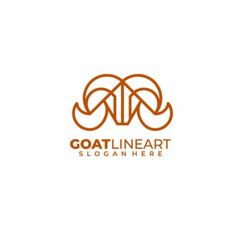 goat line art design logo template cover image.