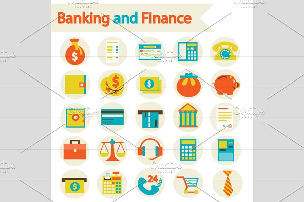 Banking And Finance Set Icons cover image.