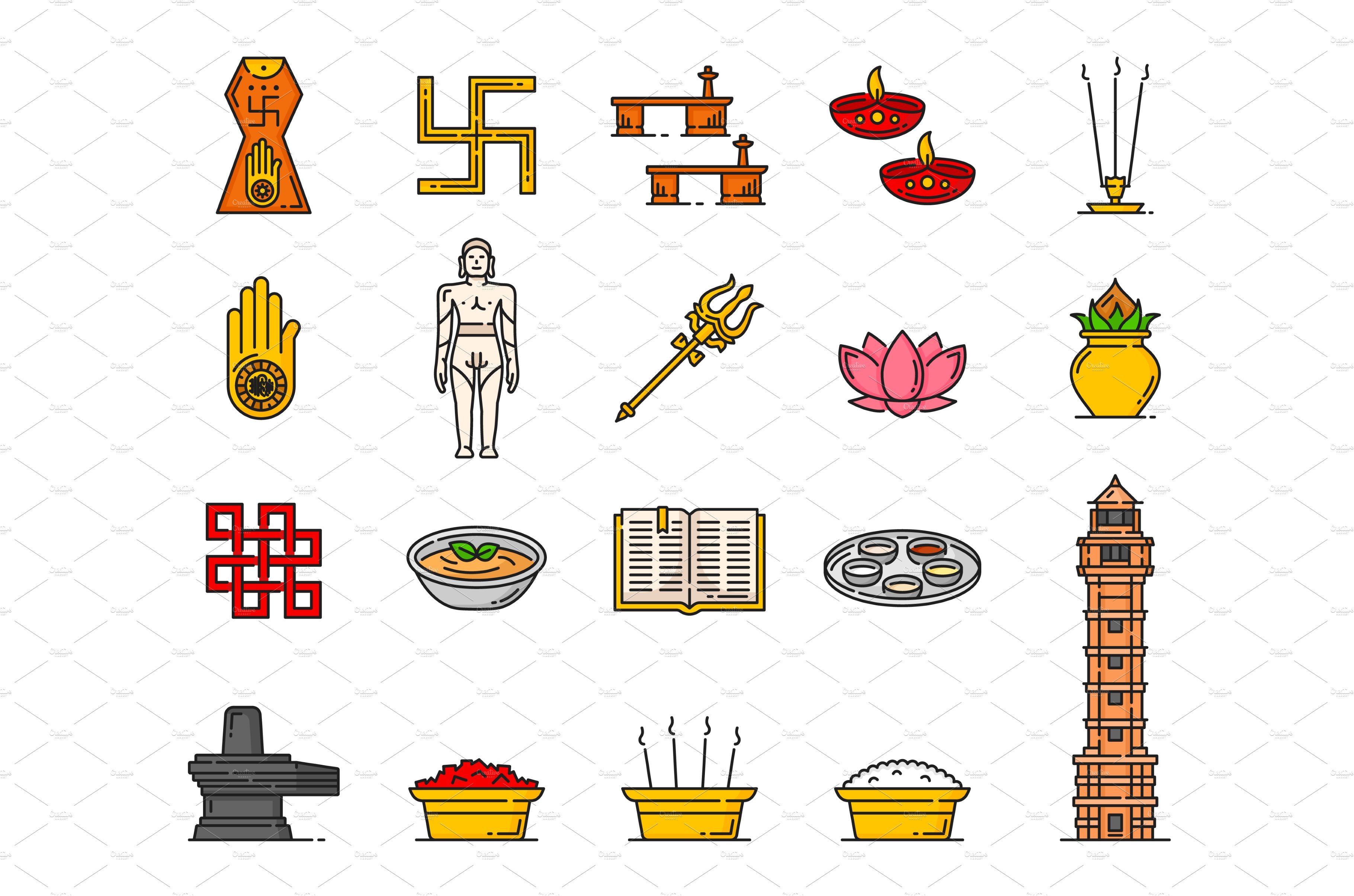 Jainism religion icons cover image.