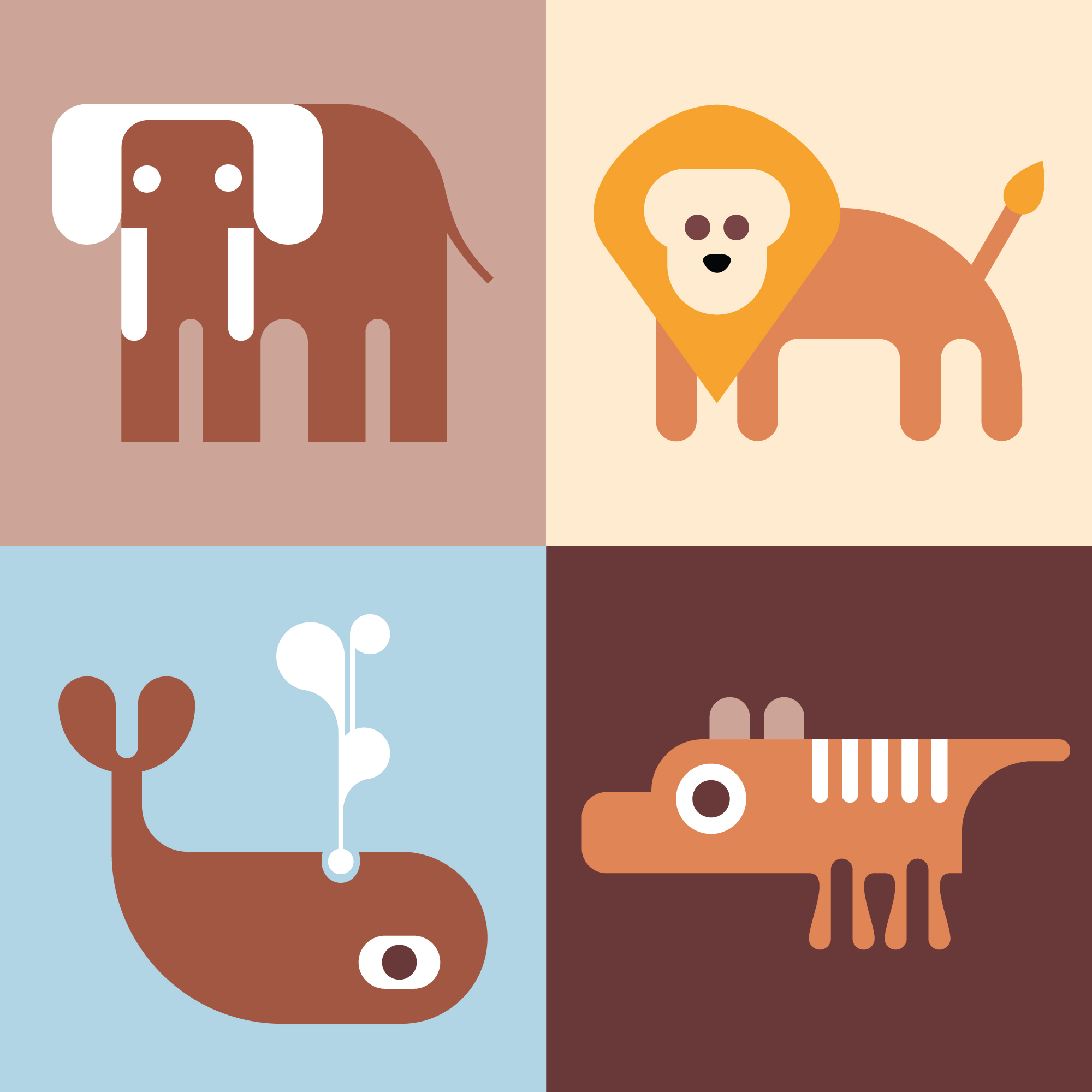 Set of four different animal designs.