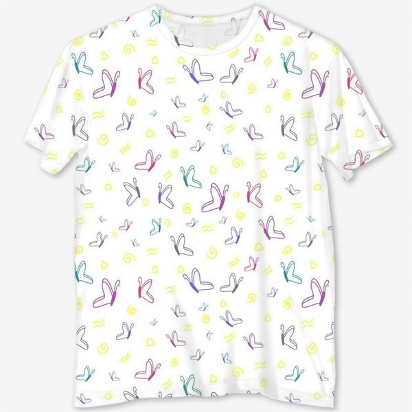 White t - shirt with a pattern of rabbits on it.
