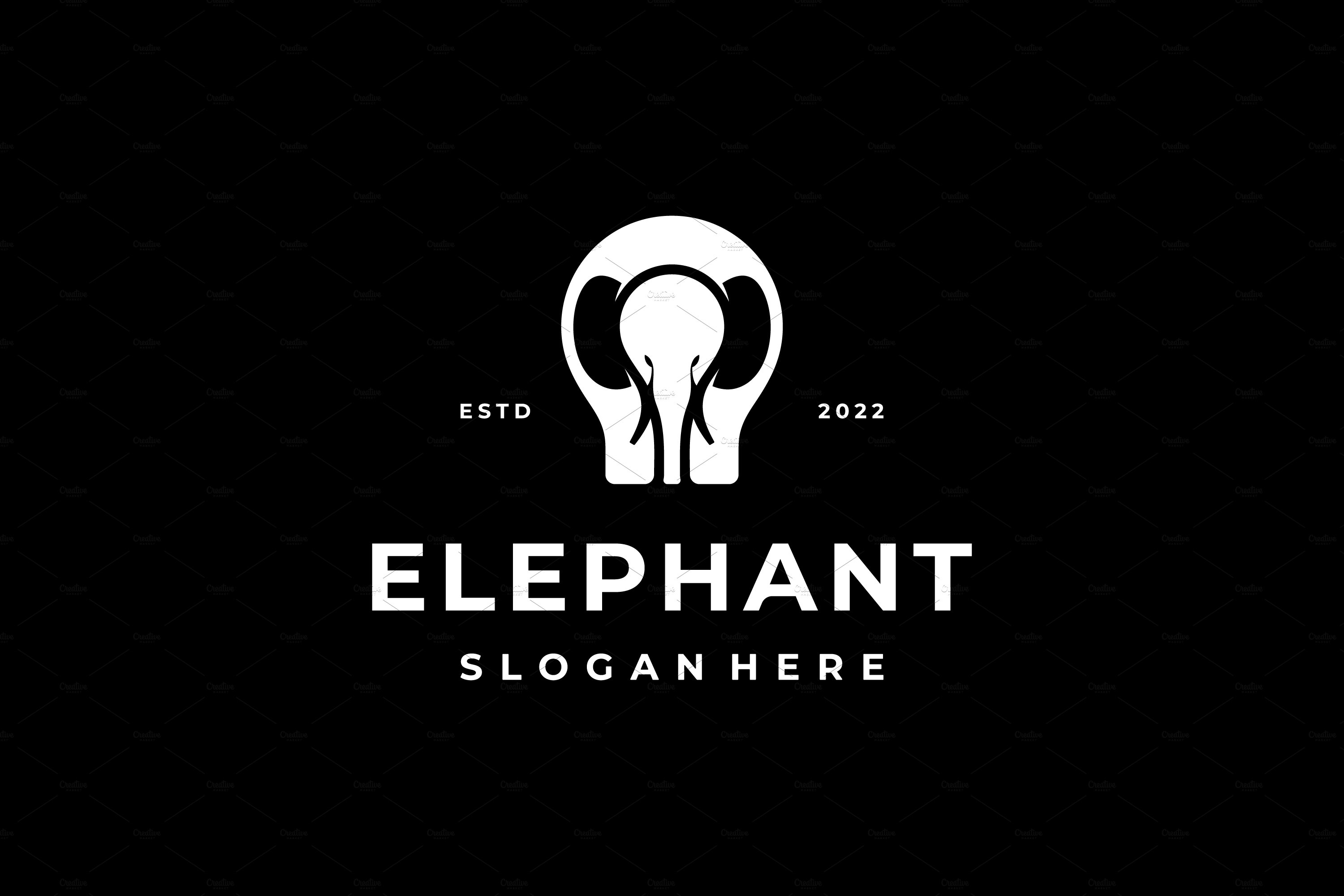 Elephant king mascot logo black and white version Stock Vector