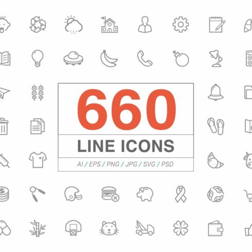 660 Line Icons pack cover image.