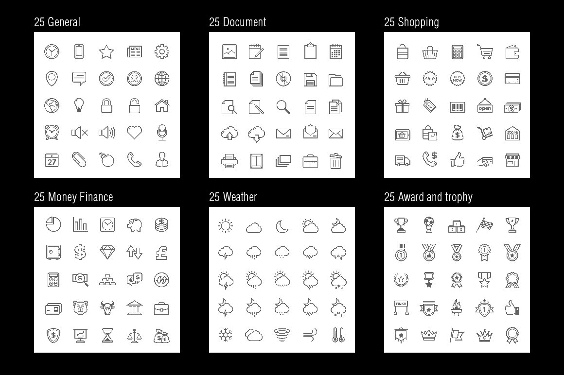 660 Line Icons pack preview image.