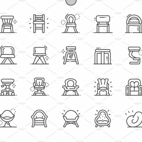 Types of Chairs Line Icons cover image.