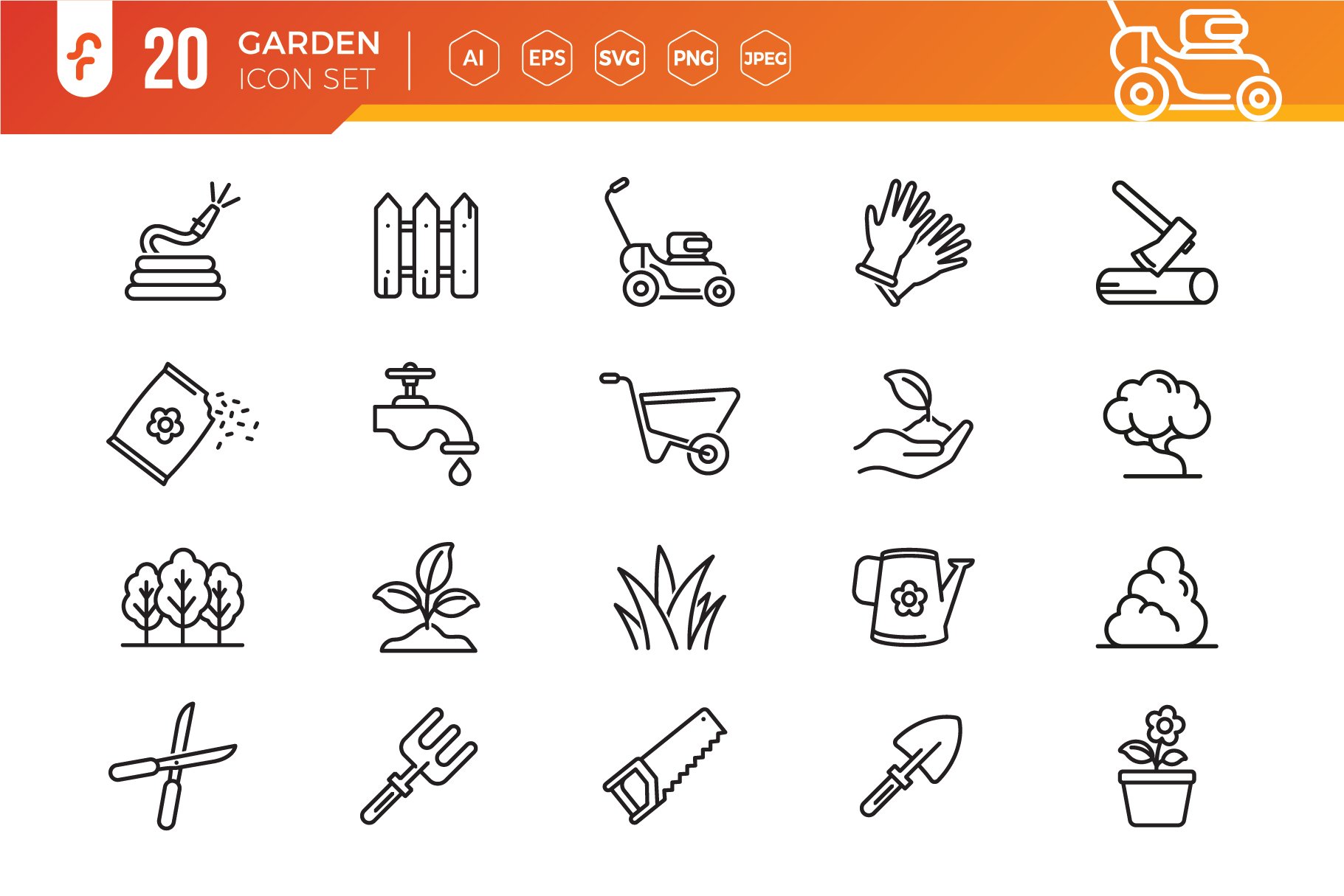 Gardening Related Vector Line Icons cover image.