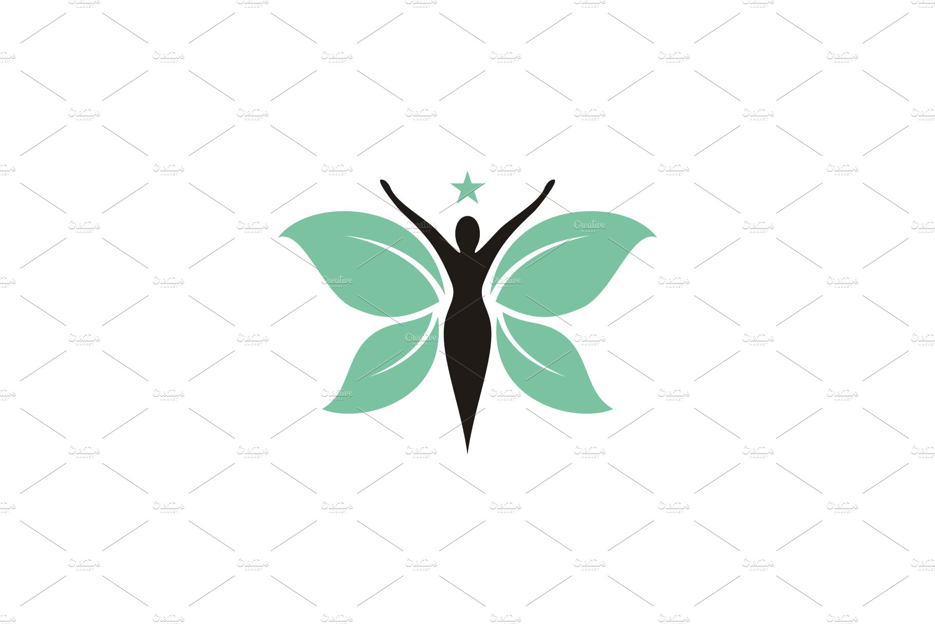 Butterfly Woman with Leaves logo cover image.