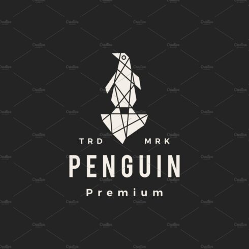 penguin hipster vintage logo vector cover image.