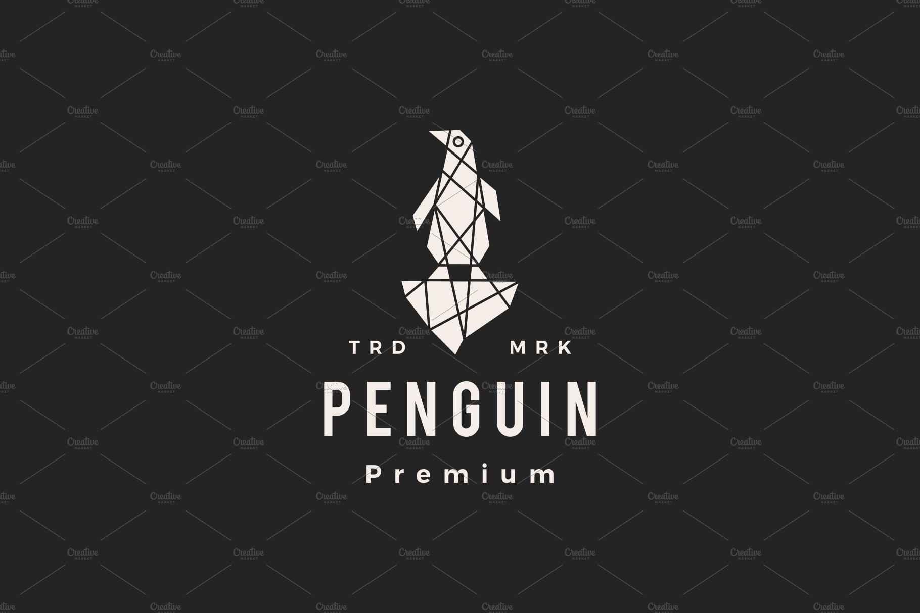 penguin hipster vintage logo vector cover image.