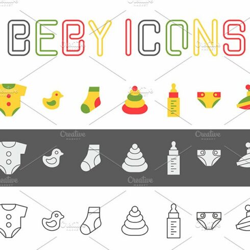 Baby things icons set cover image.