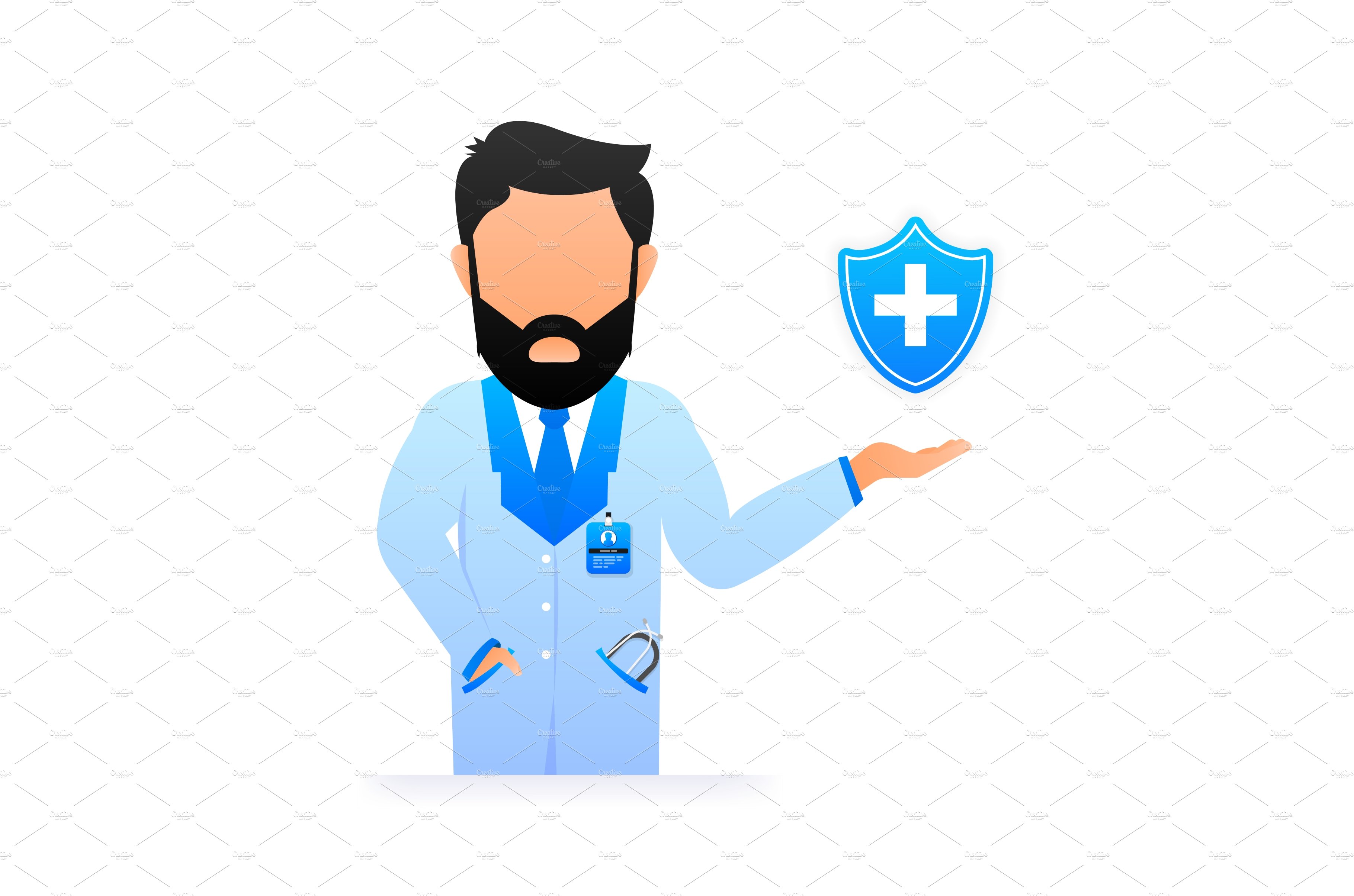 Medical care online doctor. Vector cover image.