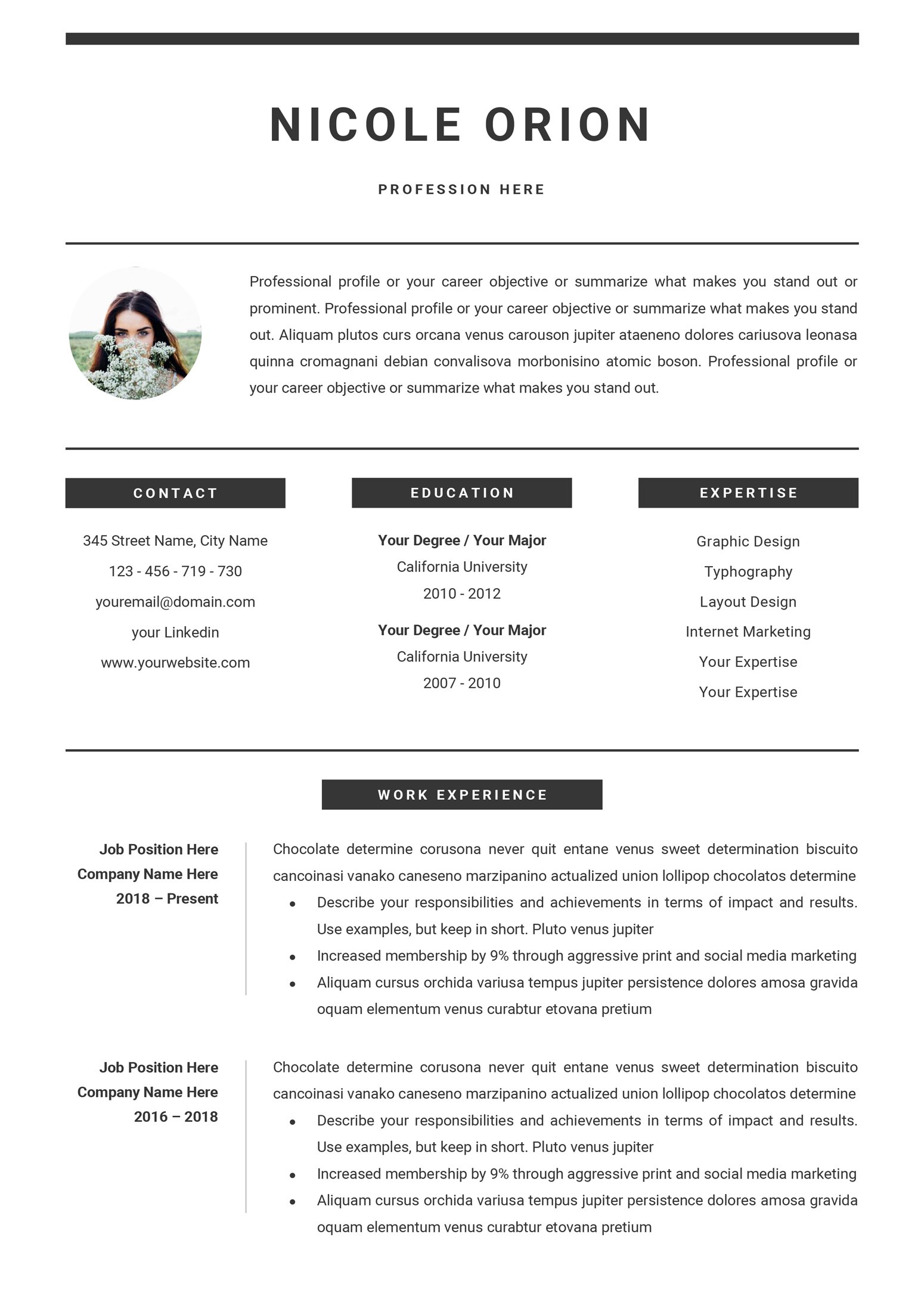 Resume CV Template For Word – MasterBundles