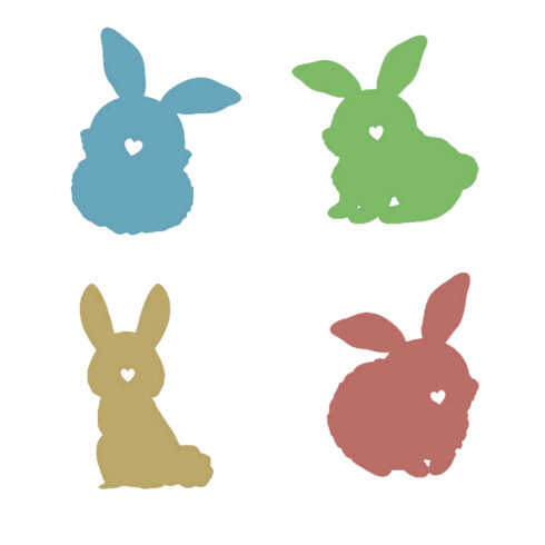 Easter Bunny Shapes Set of Six Heart Nosed DXF PNG Files cover image.