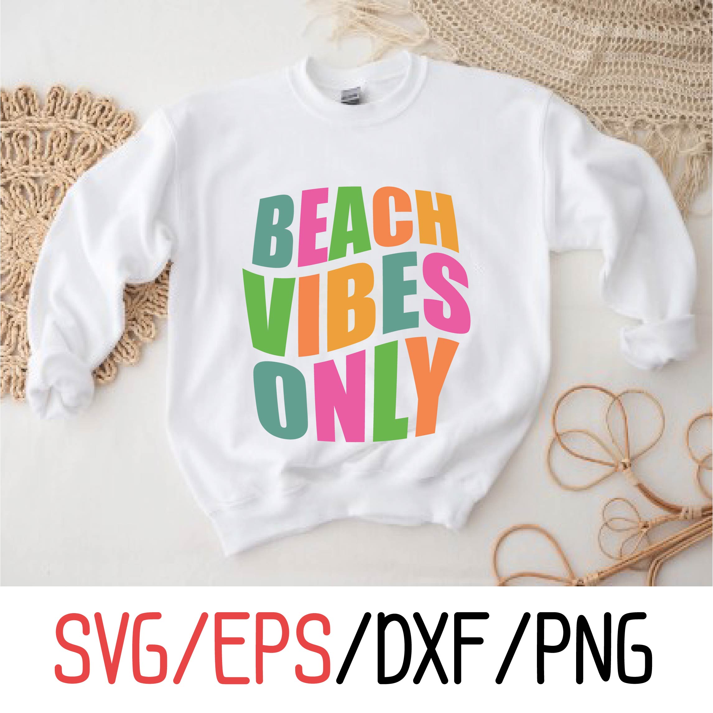 About beach vibes only retro svg design preview image.
