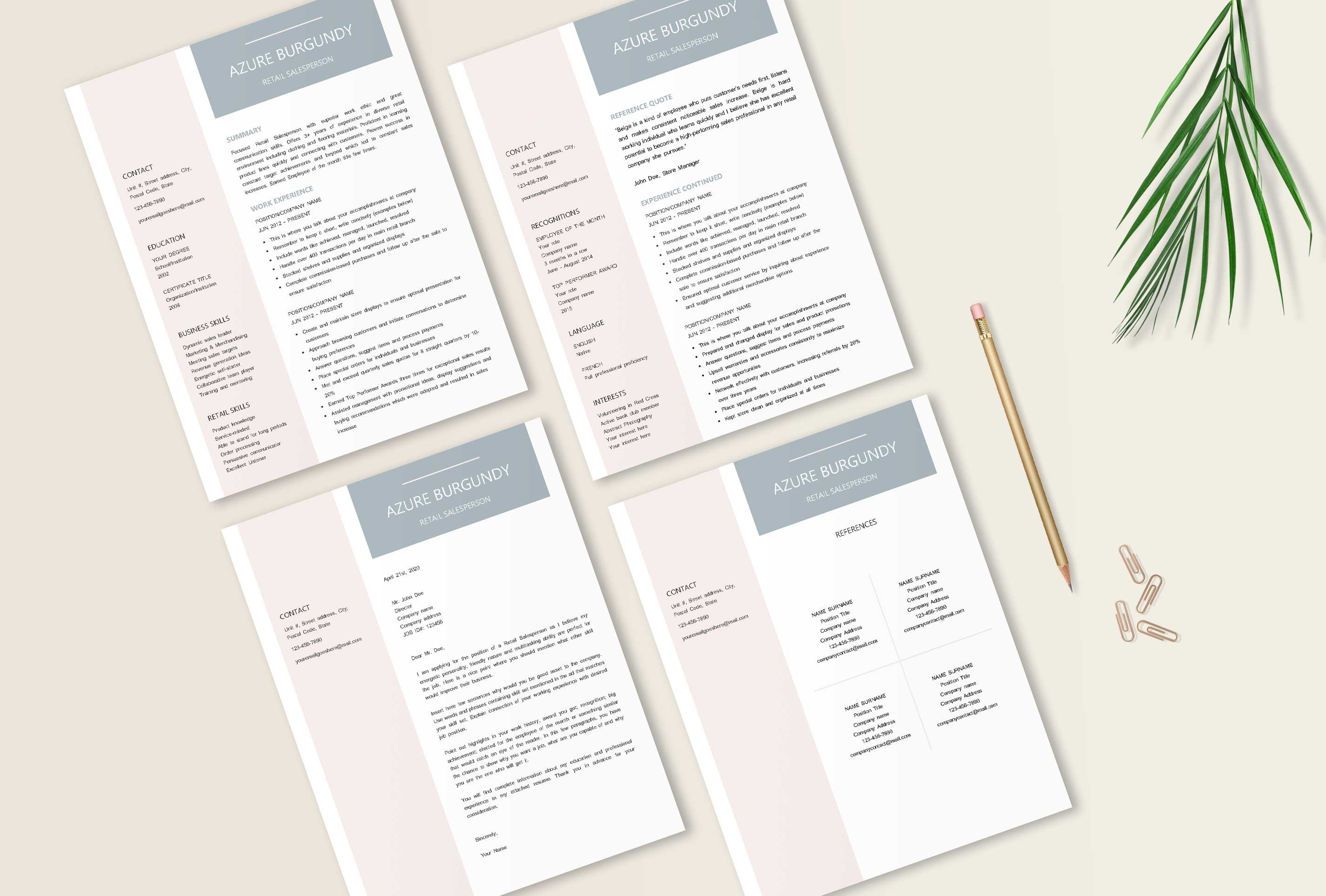 Set of three resumes next to a pencil and a plant.