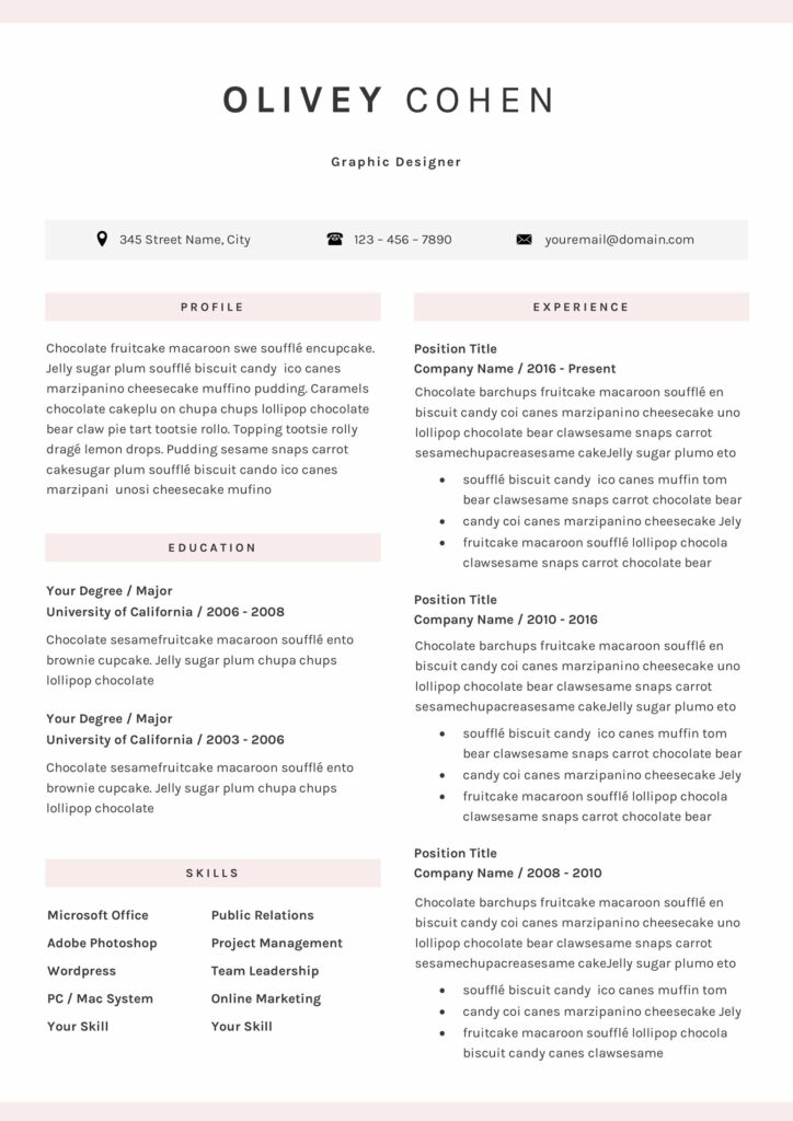Creative Resume CV Template – MasterBundles