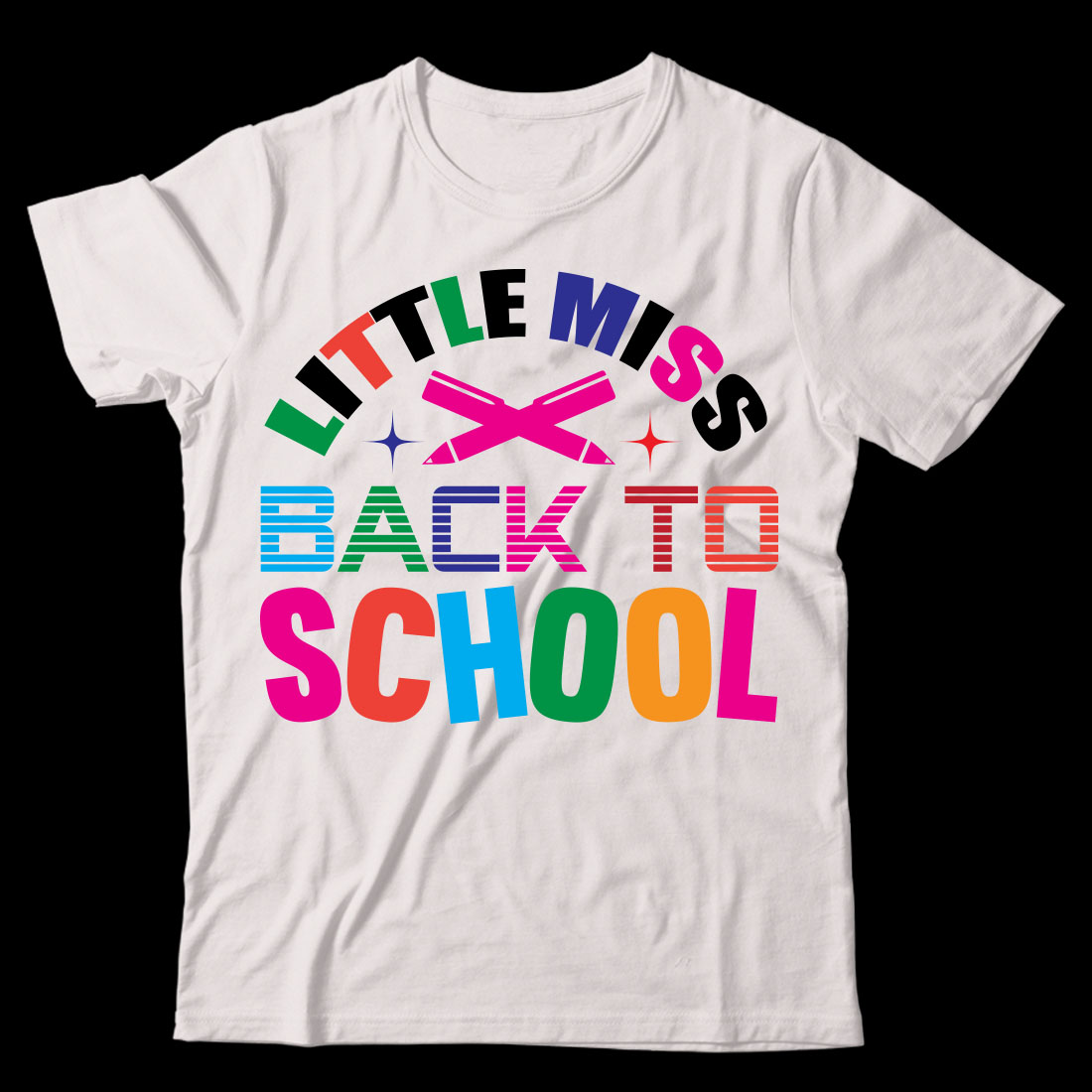 White t - shirt that says little miss back to school.