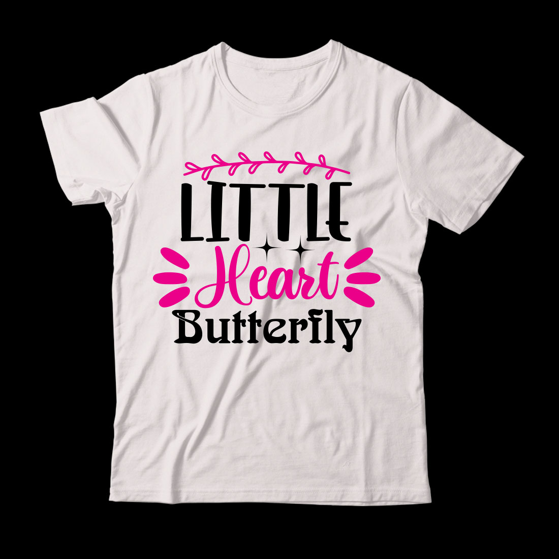 White t - shirt that says little heart butterfly.